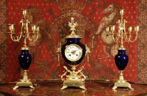 fig 1. ***** SOLD ***** Stunning Blue Vase Clock Set by Samuel Marti